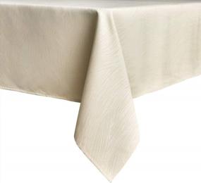 img 2 attached to Heavyweight, Spillproof Tablecloth With Swirl Pattern: Perfect For Kitchen, Dining, And Outdoor Picnics - 52 X 52 Inch Square - Beige