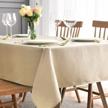 heavyweight, spillproof tablecloth with swirl pattern: perfect for kitchen, dining, and outdoor picnics - 52 x 52 inch square - beige logo