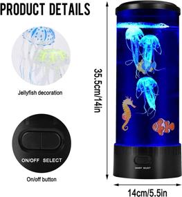 img 3 attached to 🎇 Electric Jellyfish Lamp (14inch): 16 Color USB Changing Lights, Remote Control, Aquarium Tank Mood Night Light - Relaxing Home Office Room Desk Decor with 3 Pcs Jellyfish, Fish, Seahorse