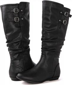 img 3 attached to Women'S Knee High Strappy Fall Winter Boots Flat Booties For Women By GLOBALWIN