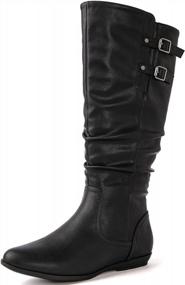 img 4 attached to Women'S Knee High Strappy Fall Winter Boots Flat Booties For Women By GLOBALWIN
