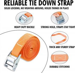 img 3 attached to 600Lb Capacity Lashing Straps - Cartman 1 X 12' 2Pk Orange Tie-Down Cargo Straps