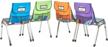 set of 4 large oversized name-tag card classroom chair organizers - blue, lime, orange & purple - 16" h x 15" w with 1 1/4" gusset - eai education neatseat slide. logo