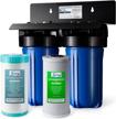 ispring wgb21bm 2-stage whole house water filtration system, 10” x 4.5” carbon block and iron & manganese reducing filters, 1" ports logo