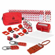 tradesafe electrical lockout tagout kit - hasps, clamp on universal multipole circuit breaker lockouts, loto tags, plug lockouts, and loto locks set (1 key per lock) for safe electrical safety logo