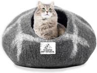 🐱 cozy and sustainable: woolygon - handcrafted merino wool cat cave bed for indoor cats and kittens (pebble striped) logo