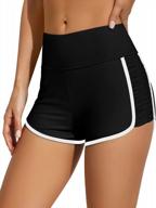 stay stylish and comfortable at the beach with anfilia women's wide waistband side shirred board shorts logo