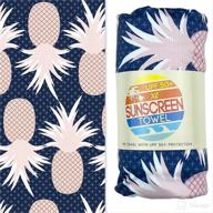 🍍 oversized upf pool/beach towel, sunscreen towel, uv protection, upf 50+, sand-free absorbent & quick dry swimming towel for beaches, camping, & travel - 40"x 58.5", pink pineapple bliss logo