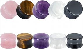 img 1 attached to 10-Piece Stone Double Flare Saddle Ear Plugs For Stretching Gauges, Sizes 2G To 5/8".