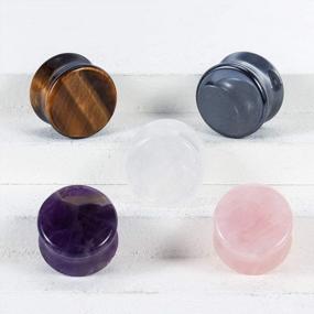 img 2 attached to 10-Piece Stone Double Flare Saddle Ear Plugs For Stretching Gauges, Sizes 2G To 5/8".