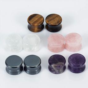 img 3 attached to 10-Piece Stone Double Flare Saddle Ear Plugs For Stretching Gauges, Sizes 2G To 5/8".