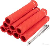 upsourcetech 1200° spark plug wire boots heat shield protective sleeve cover 8 pcs kit for bbc sbc 350 454 wires holder heat shield (red) логотип