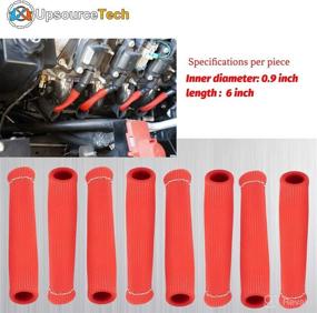 img 2 attached to UpsourceTech 1200° Spark Plug Wire Boots Heat Shield Protective Sleeve Cover 8 Pcs Kit For BBC SBC 350 454 Wires Holder Heat Shield (Red)