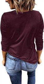 img 1 attached to Женская рубашка-туника с длинным рукавом и V-образным вырезом с перекрестными ремешками, повседневные милые топы