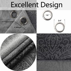 img 1 attached to Semi Sheer Ombre Damask Gradient Grommet Voile Curtain Panels - Black Faux Linen For Bedroom Living Room, 52 X 84 Inches Long (Set Of 2)