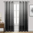 semi sheer ombre damask gradient grommet voile curtain panels - black faux linen for bedroom living room, 52 x 84 inches long (set of 2) logo