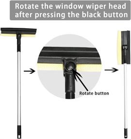 img 1 attached to 🚗 Long Handle Cleaner Sponge Car Truck Window Windshield Squeegee with Soft Rubber Strip Telescopic Pole - Black, Adjustable for Multiple Angle Cleaning