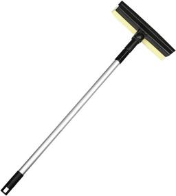 img 4 attached to 🚗 Long Handle Cleaner Sponge Car Truck Window Windshield Squeegee with Soft Rubber Strip Telescopic Pole - Black, Adjustable for Multiple Angle Cleaning