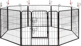 img 1 attached to 🐾 ALEKO DK32X32 Heavy Duty Pet Playpen Dog Kennel Pen Exercise Cage Fence 8 Panel 32 x 32 Inches Black: Durable and Versatile Solution for Your Furry Friends