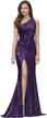 glamorous one shoulder sequin mermaid prom dress with slit for women's special occasion logo