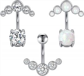 img 4 attached to Sleek And Sparkly: Shop MODRSA'S Surgical Steel Diamond Belly Rings For Women