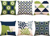 zuext decorative throw pillow covers 16x16 inch set of 6 - double sided geometric cotton linen indoor outdoor cushion cover for car sofa home decor (navy pear green new living series) logo