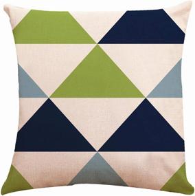 img 3 attached to ZUEXT Decorative Throw Pillow Covers 16X16 Inch Set Of 6 - Double Sided Geometric Cotton Linen Indoor Outdoor Cushion Cover For Car Sofa Home Decor (Navy Pear Green New Living Series)