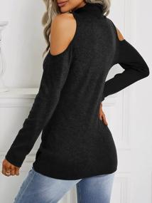 img 2 attached to Women'S Long Sleeve Shirts: TEMOFON Cold Shoulder Tops, Turtle Neck Blouses & Tunic T Shirts - S-XXL
