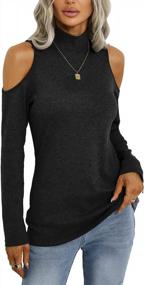 img 4 attached to Women'S Long Sleeve Shirts: TEMOFON Cold Shoulder Tops, Turtle Neck Blouses & Tunic T Shirts - S-XXL