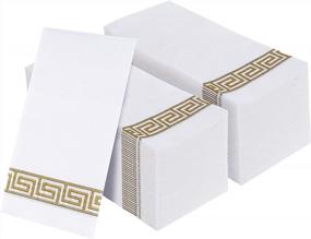 img 4 attached to 200 Pack Gold Vplus Guest Towels: Soft & Absorbent Disposable Bathroom Napkins For Kitchen, Parties, Weddings & Christmas!