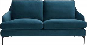 img 3 attached to Stylish And Elegant Teal Velvet Loveseat Sofa With Metal Legs - Amazon Brand Rivet