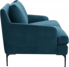 img 2 attached to Stylish And Elegant Teal Velvet Loveseat Sofa With Metal Legs - Amazon Brand Rivet
