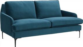img 4 attached to Stylish And Elegant Teal Velvet Loveseat Sofa With Metal Legs - Amazon Brand Rivet