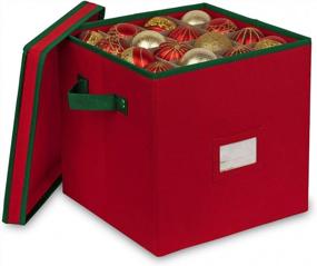 img 4 attached to Christmas Ornament Storage Box Organizer With 4 Layers And Dividers - Holds Up To 64 Ornaments Balls, Durable 600D Oxford Material, Ideal For Holiday Decoration Accessories (Red)