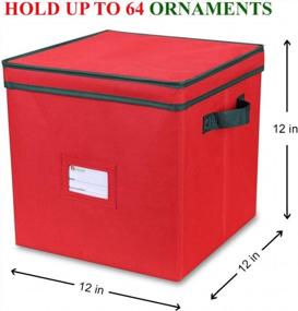 img 3 attached to Christmas Ornament Storage Box Organizer With 4 Layers And Dividers - Holds Up To 64 Ornaments Balls, Durable 600D Oxford Material, Ideal For Holiday Decoration Accessories (Red)
