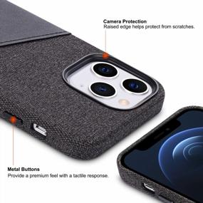 img 1 attached to Black Leather Card Case With Enhanced Camera Protection And Card Holder Design For IPhone 13 Pro Max - Sea Island Cotton Series With Fabric Protective Cover - Holds 2 Cards