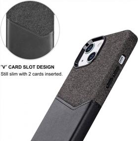 img 2 attached to Черный кожаный чехол для карт с улучшенной защитой камеры и дизайном держателя карты для IPhone 13 Pro Max - серия из хлопка Sea Island с тканевым защитным чехлом - вмещает 2 карты