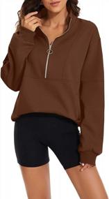 img 3 attached to Women'S Oversized Half Zip Sweatshirt 1/4 Quarter Zipper Pullover Jacket Tops With Long Sleeve Drop Shoulder Pockets
