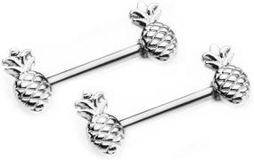 img 2 attached to 14GA Pineapple Nipple Barbells Available Women's Jewelry