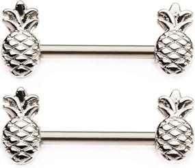 img 3 attached to 14GA Pineapple Nipple Barbells Available Women's Jewelry