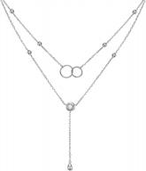 s925 sterling silver teardrop double choker y lariat necklace - flyow layered necklace gifts for women logo