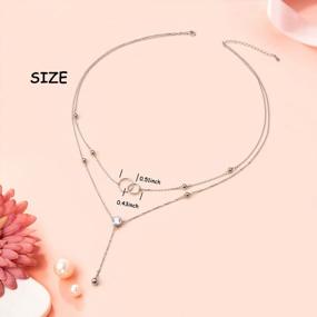img 2 attached to S925 Sterling Silver Teardrop Double Choker Y Lariat Necklace - FLYOW Layered Necklace Gifts For Women