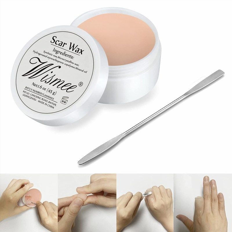 Wismee Scar Wax(1.6 Oz) Special Effects Makeup Kit Modeling Putty Wax Set  with Spatula Tool Cosmetics Mixer Professional Movies Halloween Stage Fake