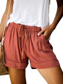 img 4 attached to Women'S Drawstring Casual Elastic Waist Loose Shorts With Pockets By Bunanphy