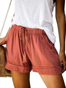 img 3 attached to Women'S Drawstring Casual Elastic Waist Loose Shorts With Pockets By Bunanphy