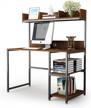 dewel computer desk with storage shelves and monitor stand: 47-inch adjustable study writing desk with hutch and bookshelf for pc gaming and home office workstation, space-saving design logo