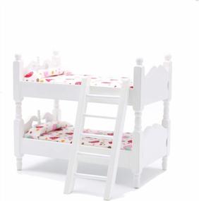 img 4 attached to Adorable 1/12 Scale Mini Baby Bunk Bed With Ladder - Perfect Wooden Dollhouse Furniture For Miniature Enthusiasts