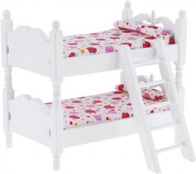img 3 attached to Adorable 1/12 Scale Mini Baby Bunk Bed With Ladder - Perfect Wooden Dollhouse Furniture For Miniature Enthusiasts