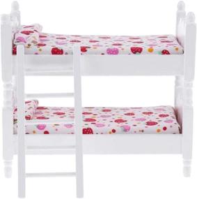 img 2 attached to Adorable 1/12 Scale Mini Baby Bunk Bed With Ladder - Perfect Wooden Dollhouse Furniture For Miniature Enthusiasts