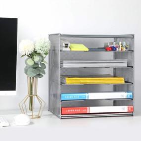 img 2 attached to Organize Your Desk With Samstar'S Silver 5-Tier Paper Tray And File Organizer